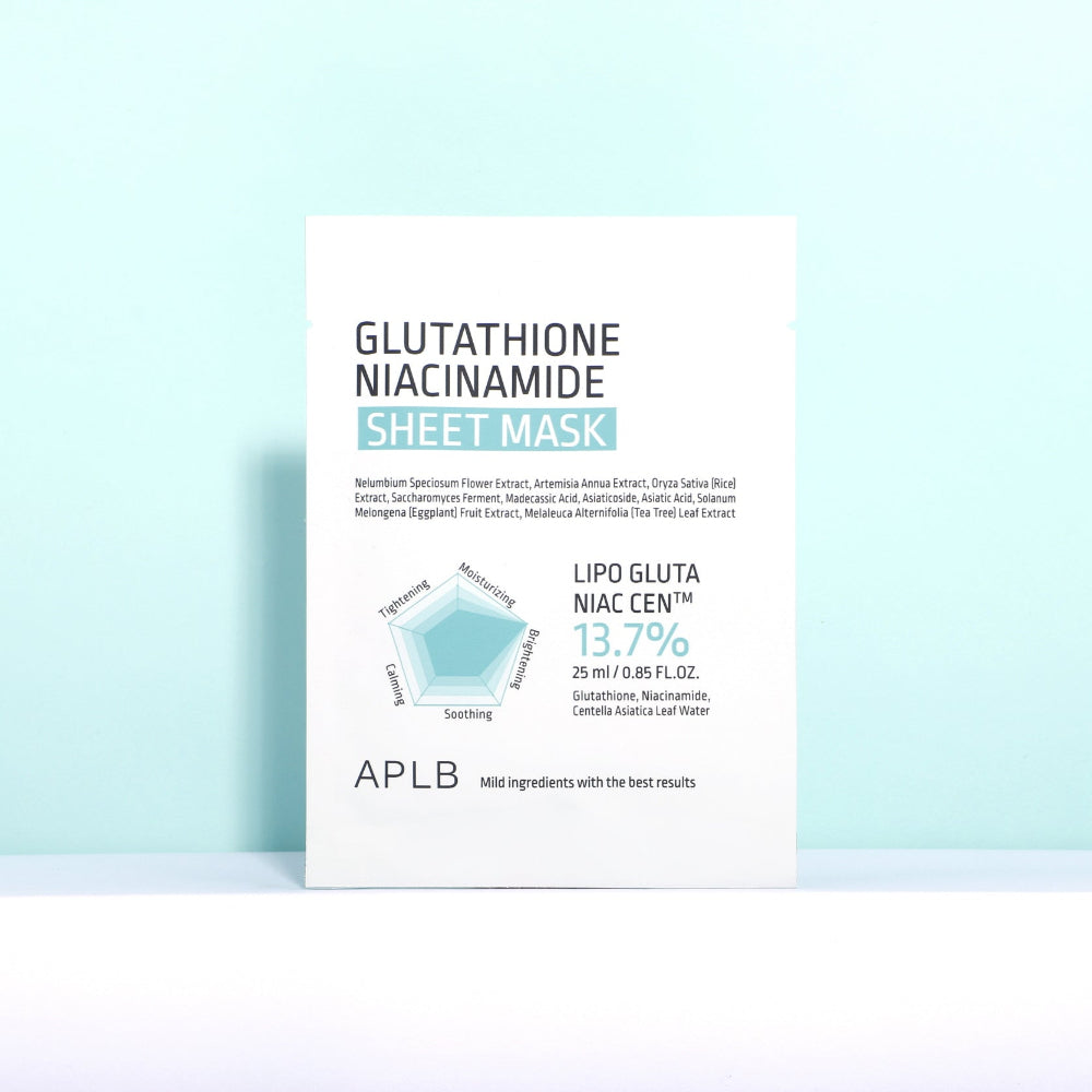 aplb glutathione niacinamide sheet mask (Set of 10) Revitalize tired APLB Glutathione Niacinamide Sheet Mask