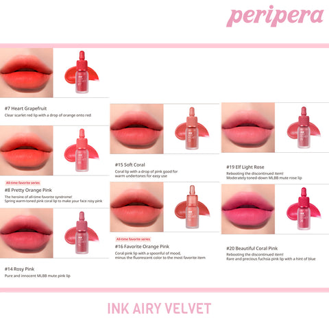 Peripera Ink Airy Velvet Tint sävyt 07-20