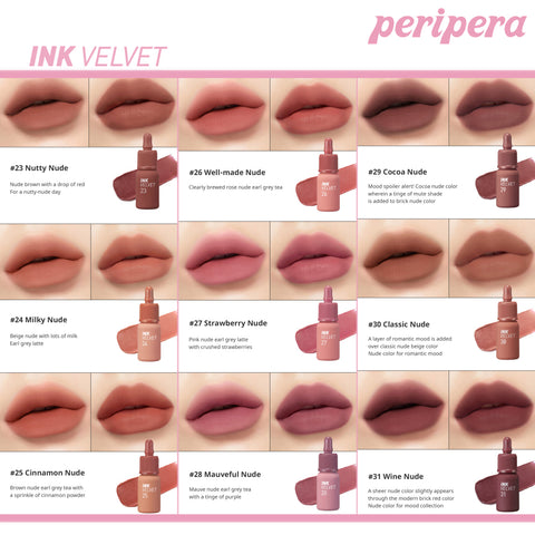 Peripera Ink Velvet Tint sävyt 23-31