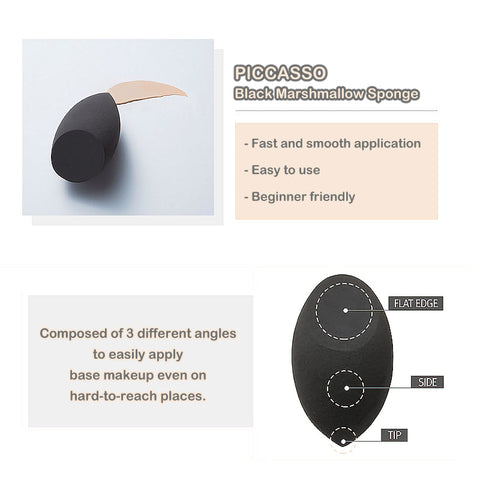 Piccasso Black Marshmallow Makeup Sponge info muotoilu