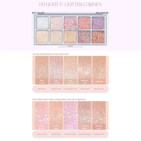 Romand Better Than Palette paletti 00 Light and Glitter Garden sävyt info