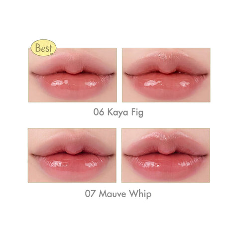 Romand Glasting Melting Balm sävyt 06 Kaya Fig ja 07 Mauve Whip